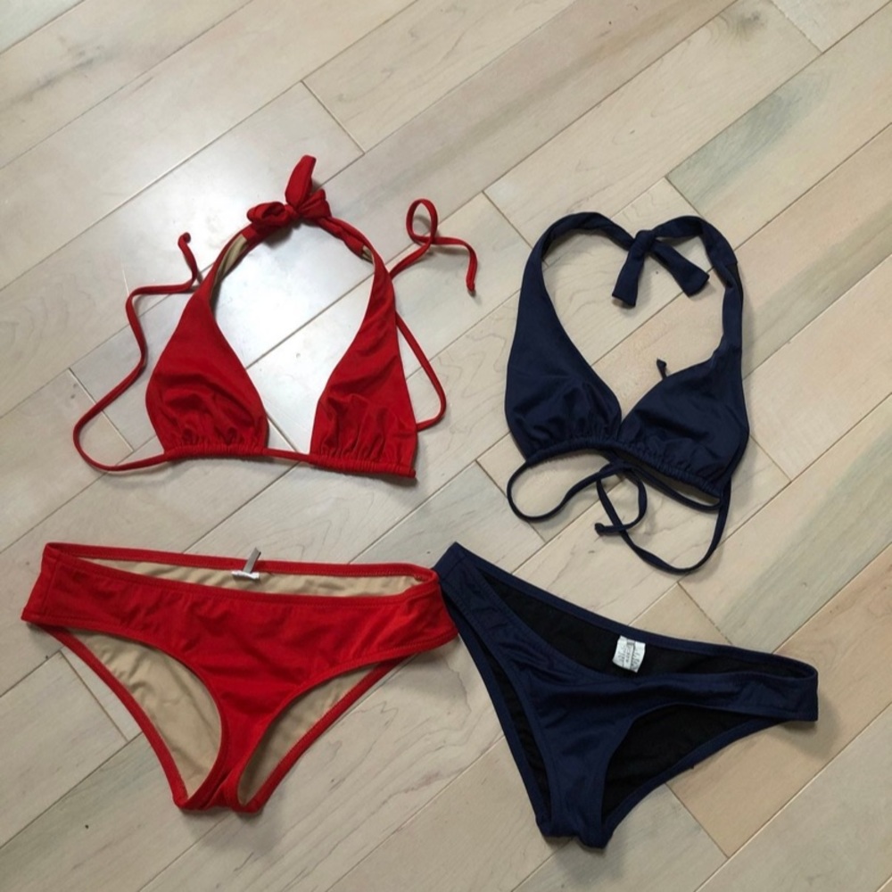 J.crew red navy swimsuits